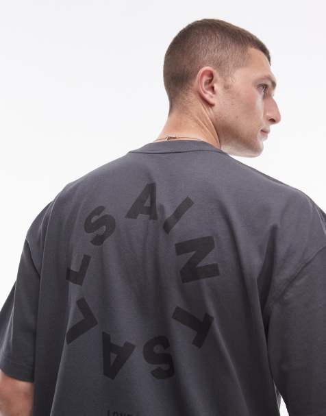 AllSaints – Tierra – Granatowy T-shirt oversize - view 1
