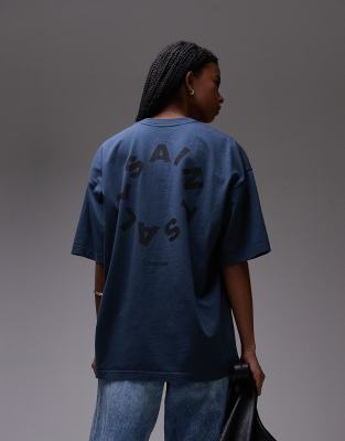 AllSaints - Tierra - Oversize-T-Shirt in Maschinenblau