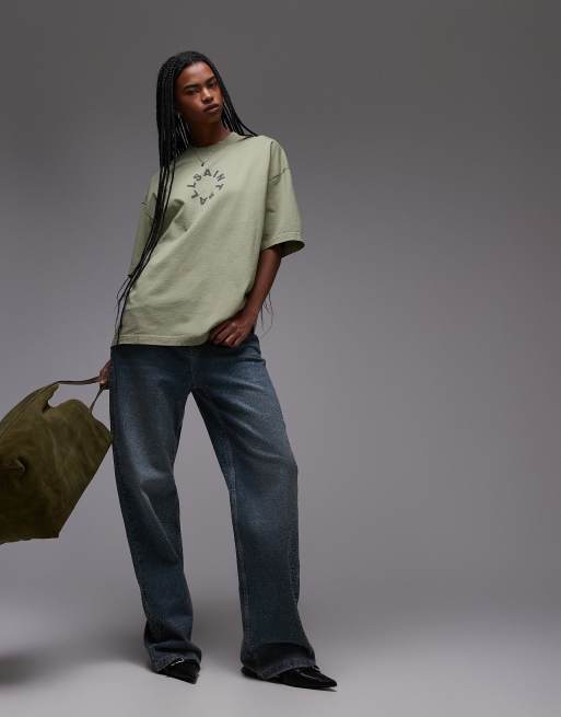 AllSaints Tierra oversized t-shirt in basil green