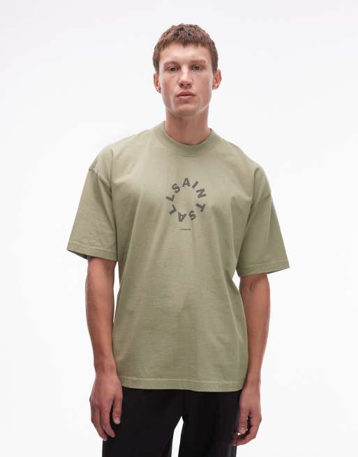 AllSaints Tierra oversized t-shirt in basil green, 3 of 5