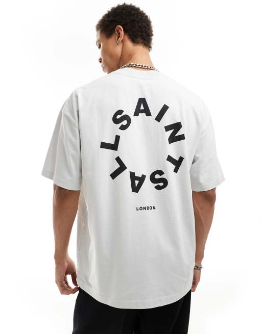 AllSaints Tierra oversized t-shirt in cool grey, 3 of 4
