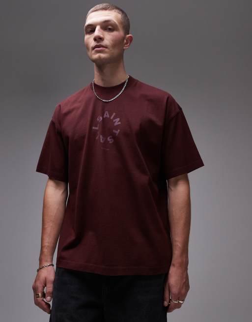 AllSaints Tierra oversized t-shirt in deep red ASOS