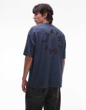 AllSaints Tierra oversized t-shirt in machine blue - MBLUE