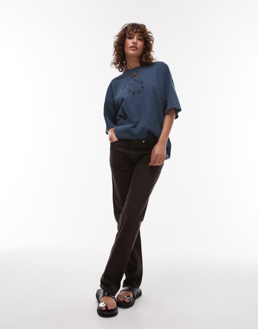 AllSaints Tierra oversized t-shirt in machine blue