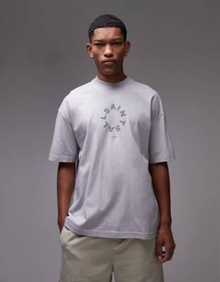 Tierra oversized T-shirt in machine gray-Black
