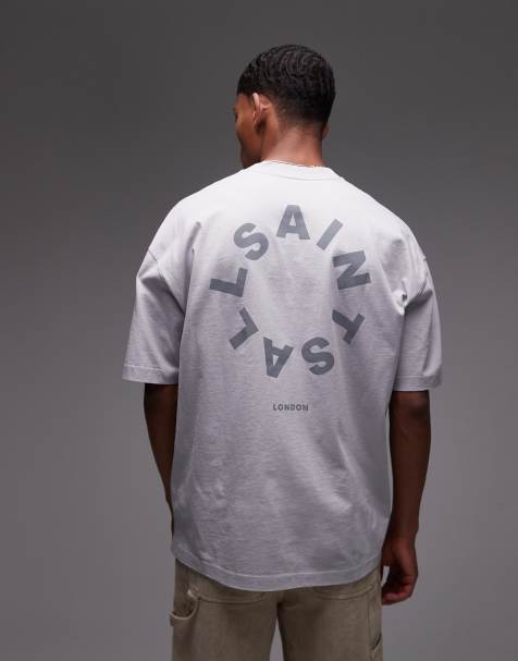AllSaints Tierra oversized T-shirt in machine gray - view 1