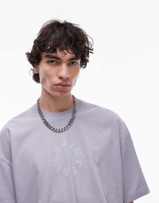 AllSaints Tierra oversized t-shirt in willow blue, 4 of 4