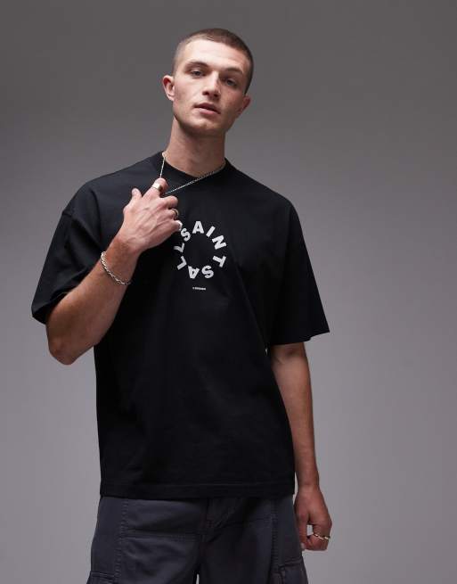 AllSaints Tierra short sleeve crew neck t-shirt in black