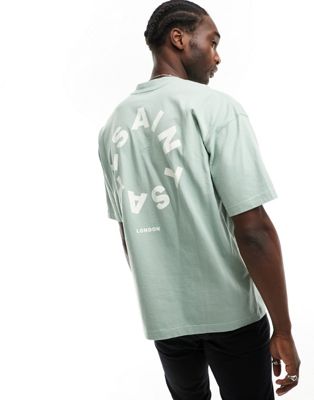 AllSaints Tierra short sleeve crew neck t-shirt in green - ASOS Price Checker