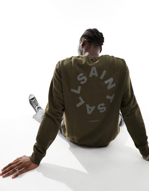 AllSaints - Tierra - Sweatshirt met ronde hals en print op de achterkant in kaki