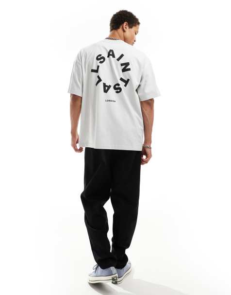 AllSaints – Tierra – Szary T-shirt oversize z efektem tie-dye - view 1