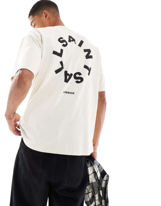 AllSaints – Tierra – T-shirt oversize w kolorze złamanej bieli