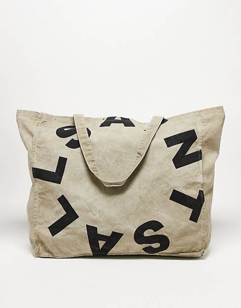 AllSaints Tierra unisex large tote bag in taupe