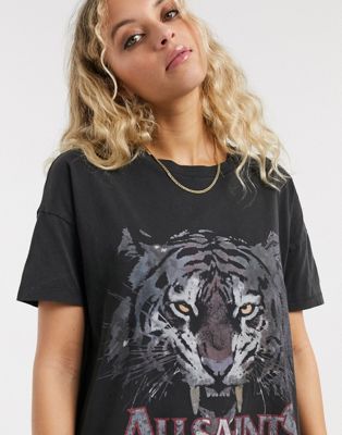AllSaints tiger print t-shirt dress in 