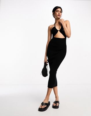 AllSaints Toni cut out midi dress in black - ASOS Price Checker