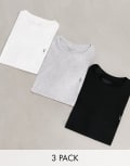 [AllSaints] AllSaints Tonic 3 pack crew t-shirt in multi S optic/black/grey