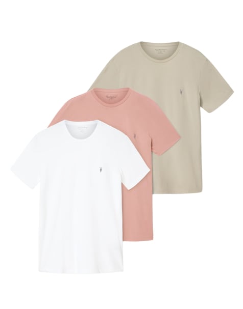 AllSaints – Tonic – 3er-Pack kurzärmlige T-Shirts in verschiedenen Farben mit Rundhalsausschnitt - view 1