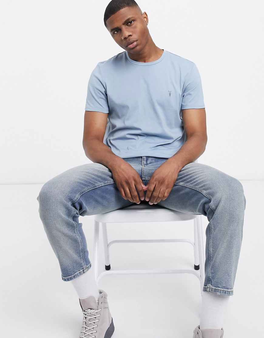 AllSaints – Tonic – Blå t-shirt med bocklogga