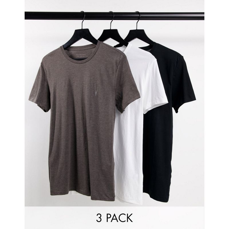 Uomo 1LN6i AllSaints - Tonic - Confezione da 3 T-shirt grigia/bianca/nera 