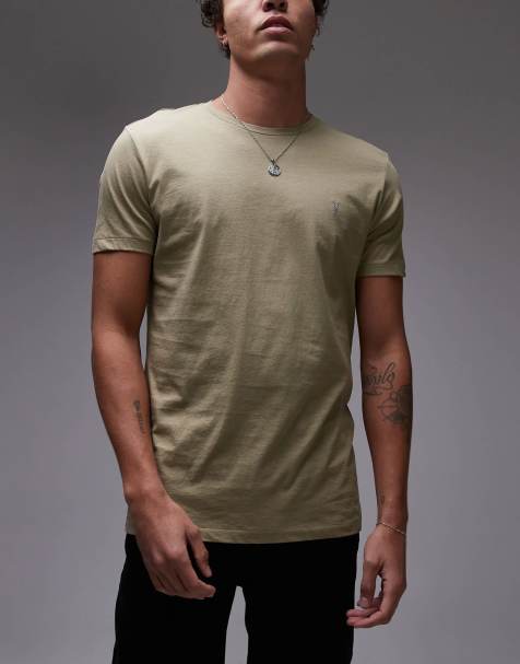 AllSaints Tonic crew t-shirt 3-pack in white brown green - view 1