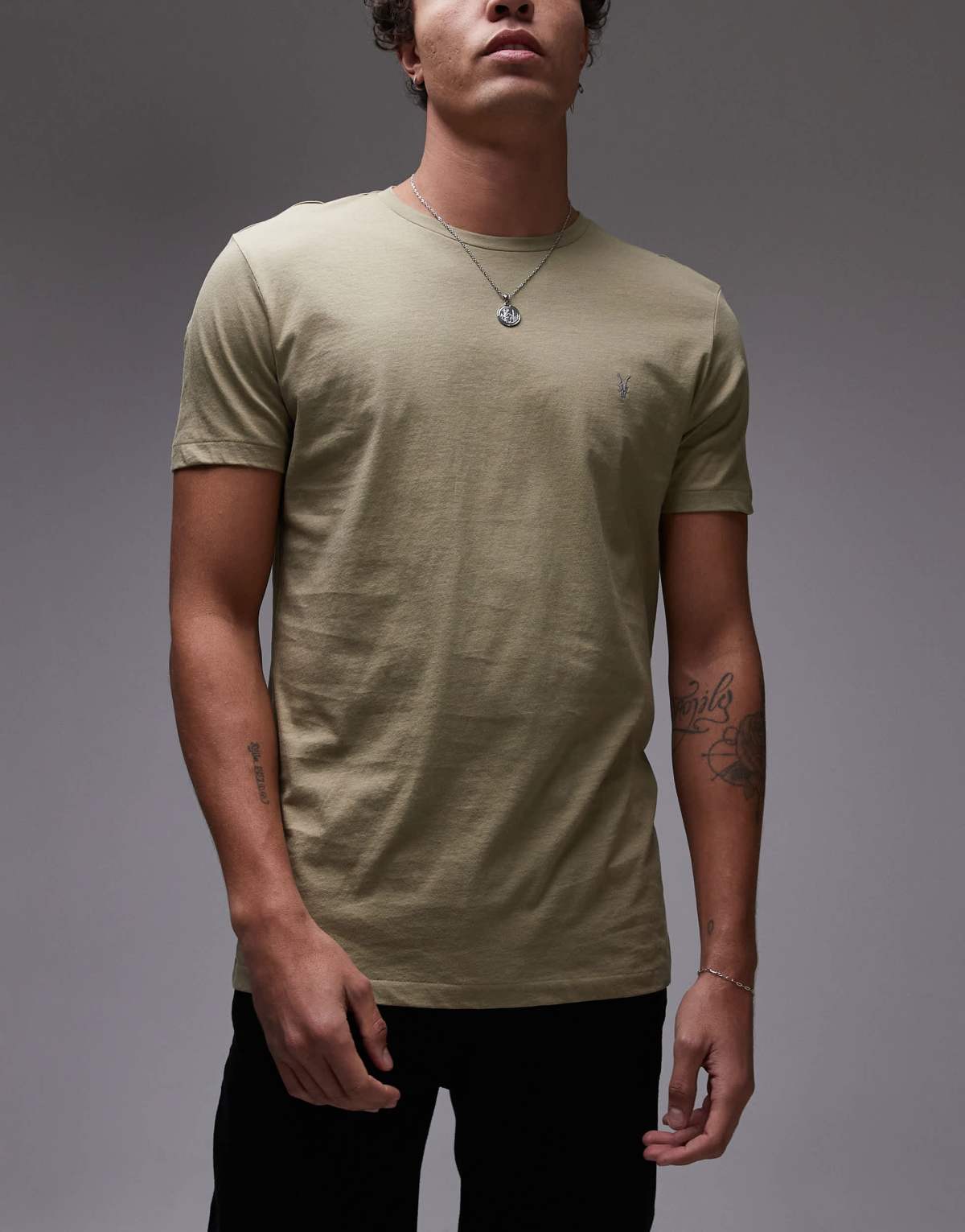AllSaints Tonic crew t-shirt 3-pack in white brown green