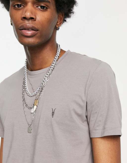 AllSaints Tonic crew t-shirt in flint grey