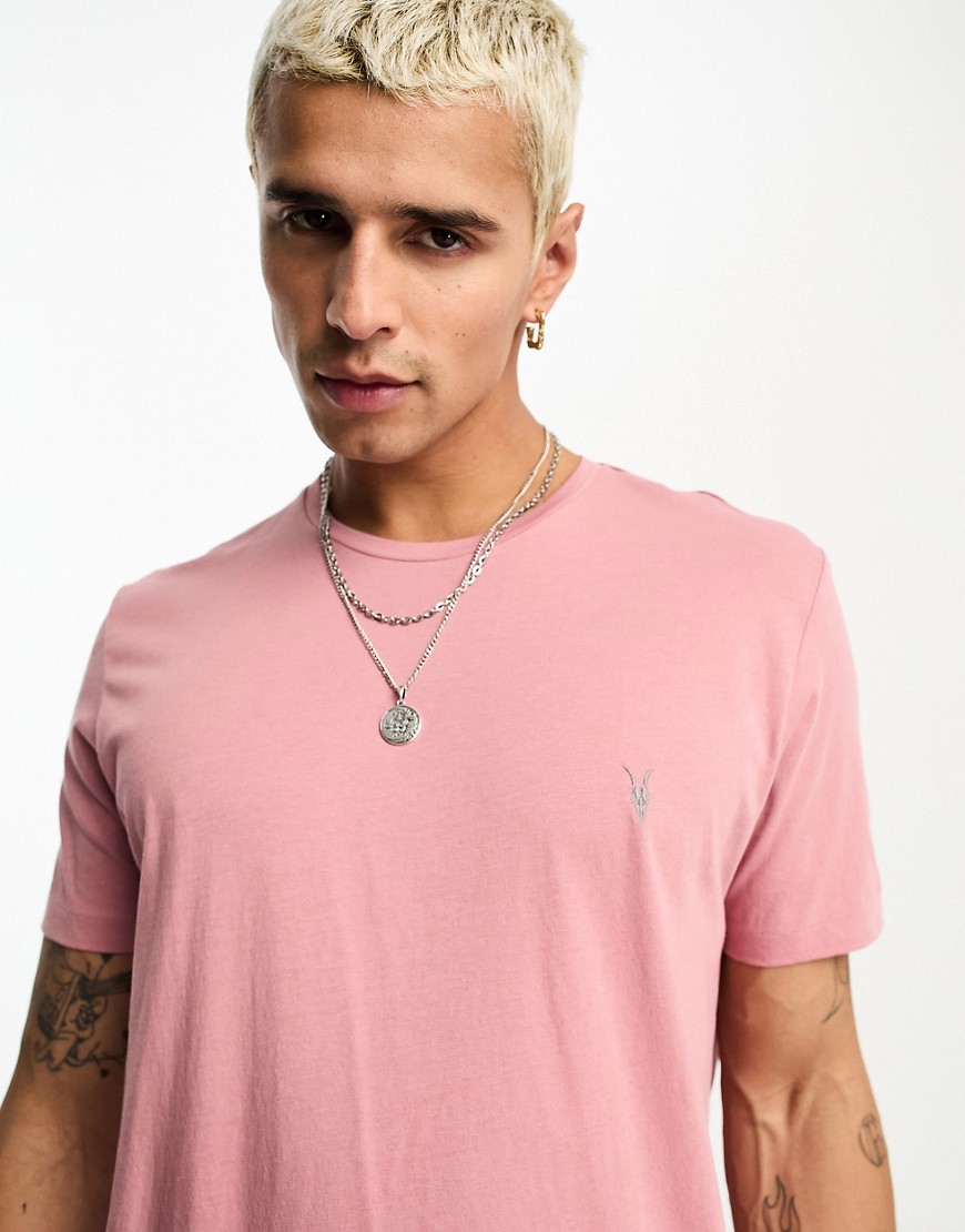 AllSaints Tonic crew t-shirt in salmon pink
