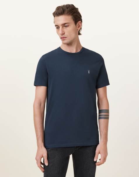 AllSaints – Tonic – Kurzärmliges T-Shirt in Marineblau mit Rundhalsausschnitt - view 1