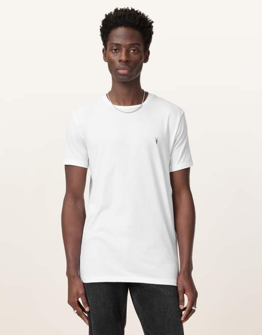 AllSaints – Tonic – Kurzärmliges T-Shirt in optischem Weiß mit Rundhalsausschnitt