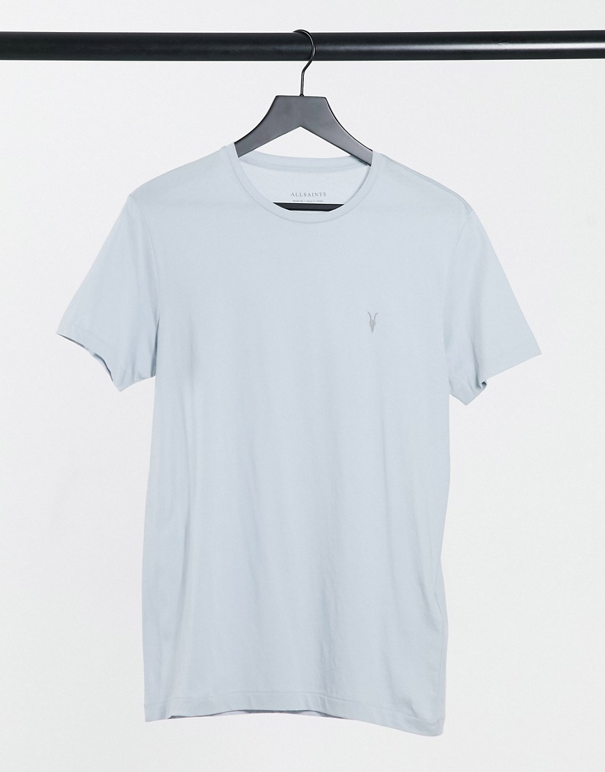 AllSaints – Tonic – Ljusblå t-shirt med bocklogga