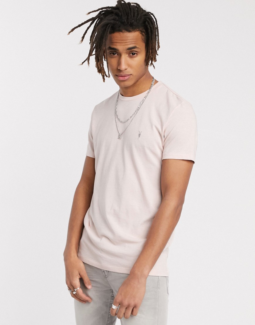 AllSaints – Tonic – Ljusrosa t-shirt med fårskallelogga