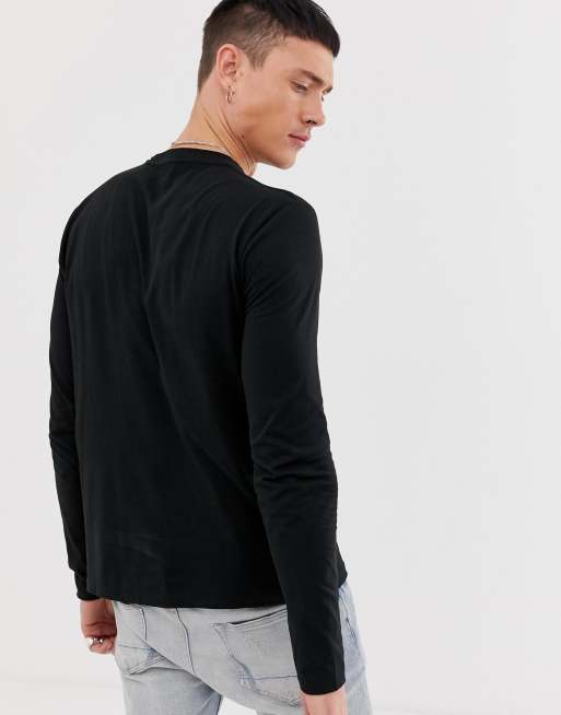 AllSaints - Tonic - Maglietta girocollo a maniche lunghe nera, 2 di 4