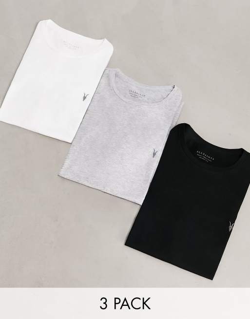AllSaints - Tonic - Pakke med 3 par T-shirts med rund hals i forskellige farver