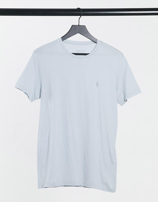 AllSaints Tonic ramskull logo t-shirt in light blue