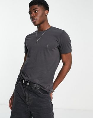 AllSaints Tonic crew t-shirt in washed black