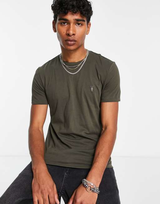 AllSaints Tonic Ramskull t-shirt in khaki
