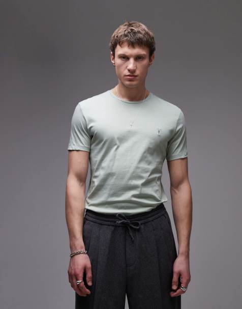 AllSaints Tonic short sleeve crew neck t-shirt in eden green - view 1