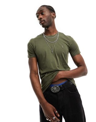 AllSaints Tonic short sleeve crew neck t-shirt in khaki - ASOS Price Checker
