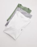 [AllSaints] AllSaints Tonic t-shirt 3 pack in white/green/grey XS White/green/grey