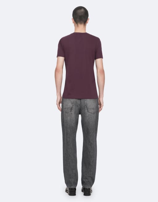 AllSaints Tonic t-shirt à manches courtes col rond bordeaux, 4 de 7