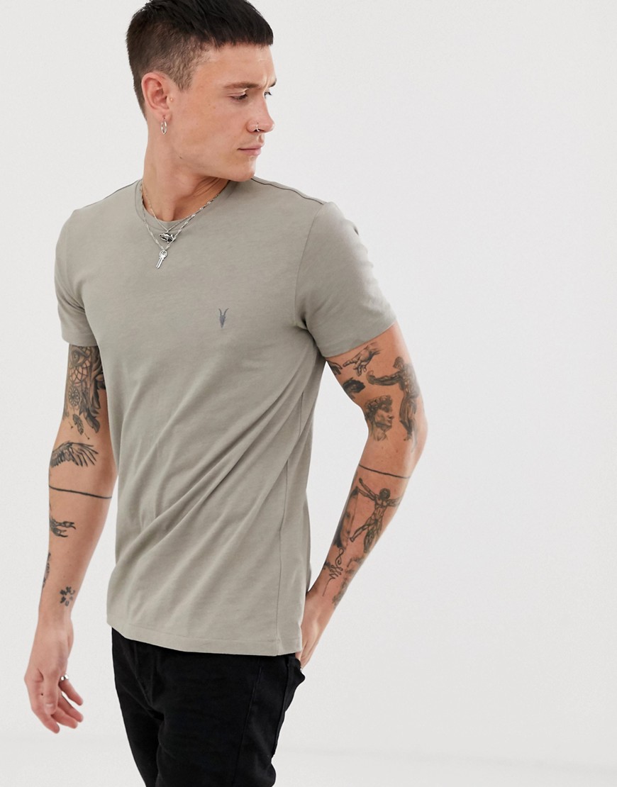 AllSaints - Tonic - T-shirt grigia con logo a teschio di ariete-Grigio