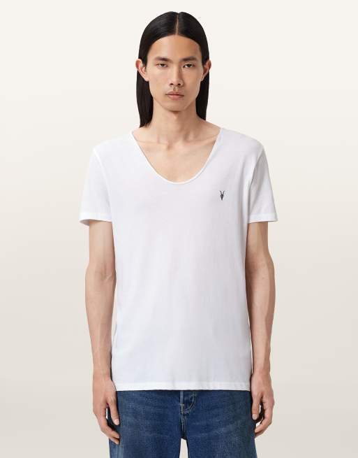 AllSaints – Tonic – T-Shirt in optischem Weiß mit U-Ausschnitt