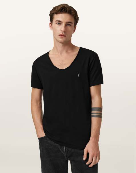 AllSaints – Tonic – T-Shirt in Tiefschwarz mit U-Ausschnitt - view 1