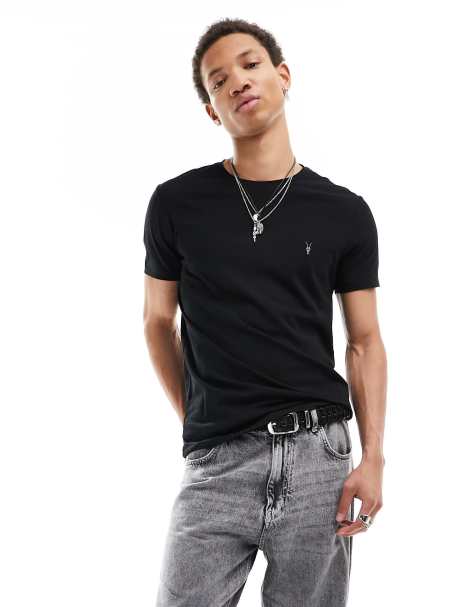 AllSaints - Tonic - T-shirt med rund hals i sort vask - view 1