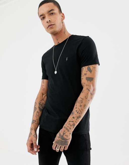AllSaints - Tonic - T-shirt med rund hals i sort vask