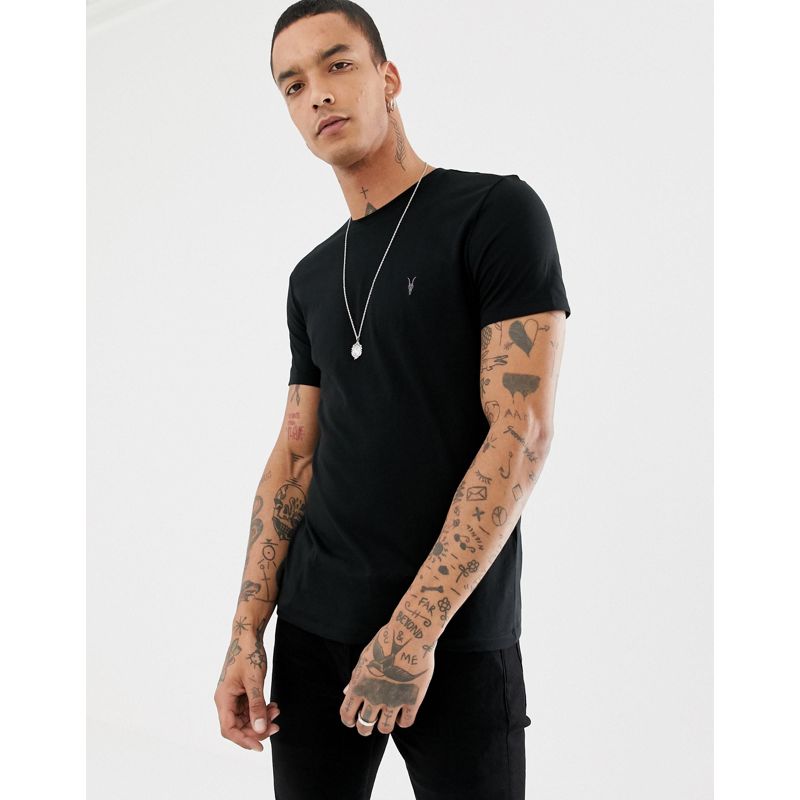 Designer  AllSaints - Tonic - T-shirt nera con logo a teschio di ariete