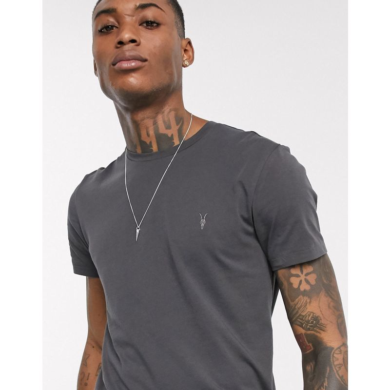 Uomo HN7Xm AllSaints - Tonic - T-shirt nero slavato con logo a teschio di ariete