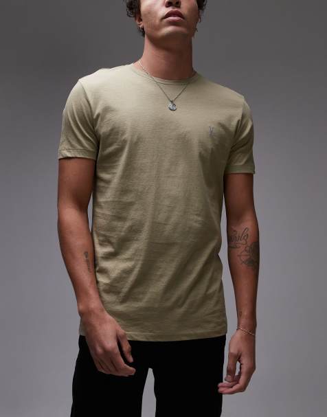 AllSaints – Tonic – Zestaw 3 T-shirtów z okrągłym dekoltem w kolorze białym, brązowym i zielonym - view 1