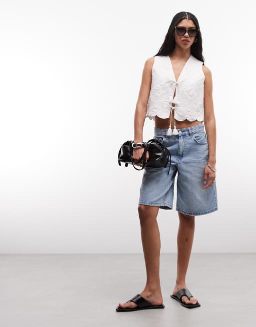 AllSaints - Top blanco sin mangas con diseño anudado y bordado Mona, 2 de 4