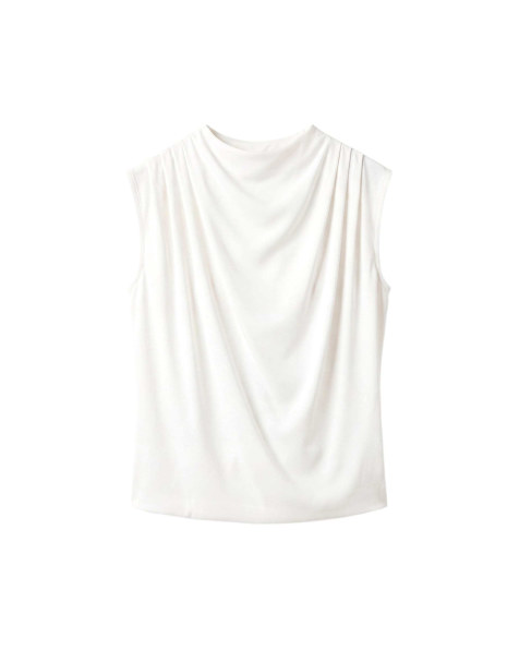 AllSaints - top Emerson en blanco fósil - view 1